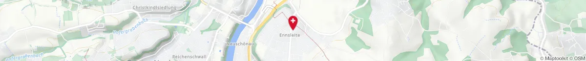 Map representation of the location for Ennsleiten-Apotheke in 4400 Steyr